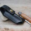 Echtleder Gürtel-Messerscheide mit Druckknopf, Schwarz